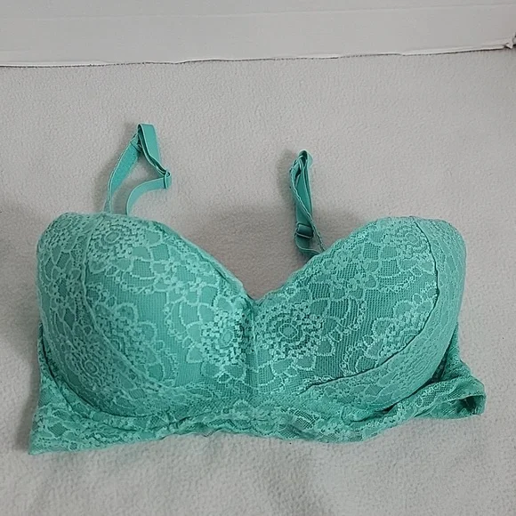 PINK Victoria's Secret Teal Lace Bralette Underwire Bra,  S(D-DD)/P(D-DD) - Picture 4 of 8